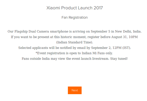 Xiaomi Mi 5X release in India