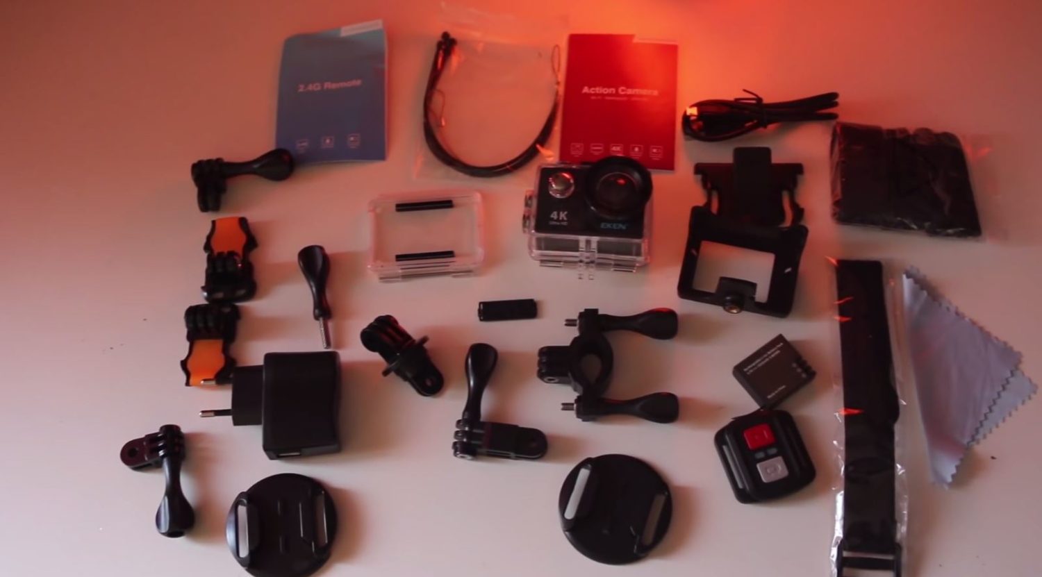 eken h9r 4k action camera - accessories