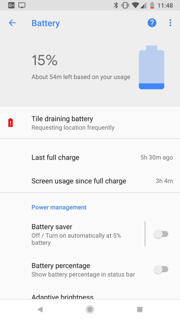 Android 8.1 Preview Version - Battery
