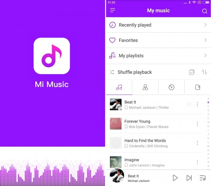 MIUI 9 Global Beta ROM 8.1.25 - Mi music app homepage