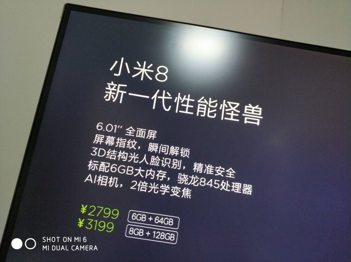 Xiaomi Mi 8 Pricing
