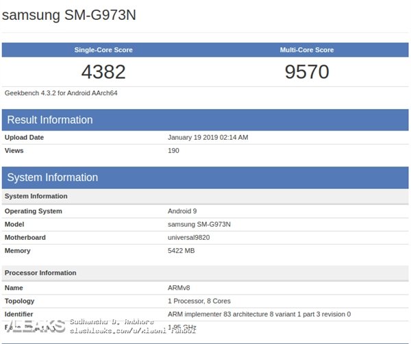 Exynos 9820 Geekbench Score Hits