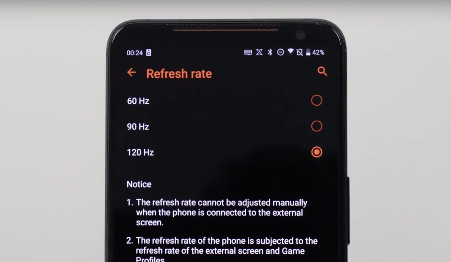 Asus ROG Gaming Phone 2 Hands-On Screen Refresh Rate