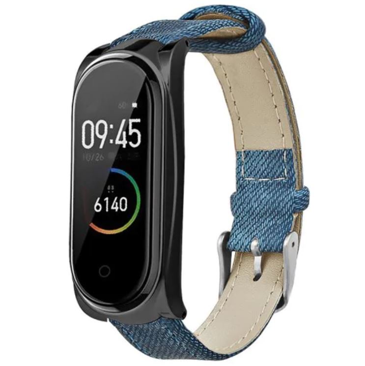 Lyperkin Strap Compatible with Xiaomi Mi Band 3 Bracelet Premium Leather with Mental Case Replacement Band Accessories for Xiaomi Mi Band 3 S-13 
