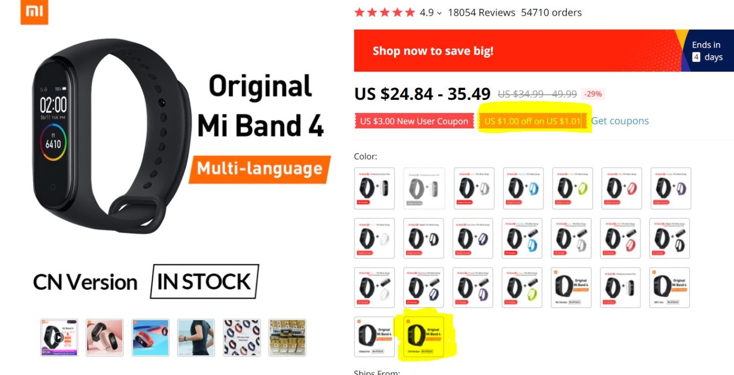 coupon brands sale aliexpress Mi Band 4 1