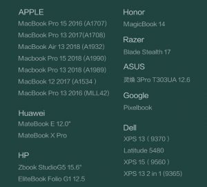 supported devices list
