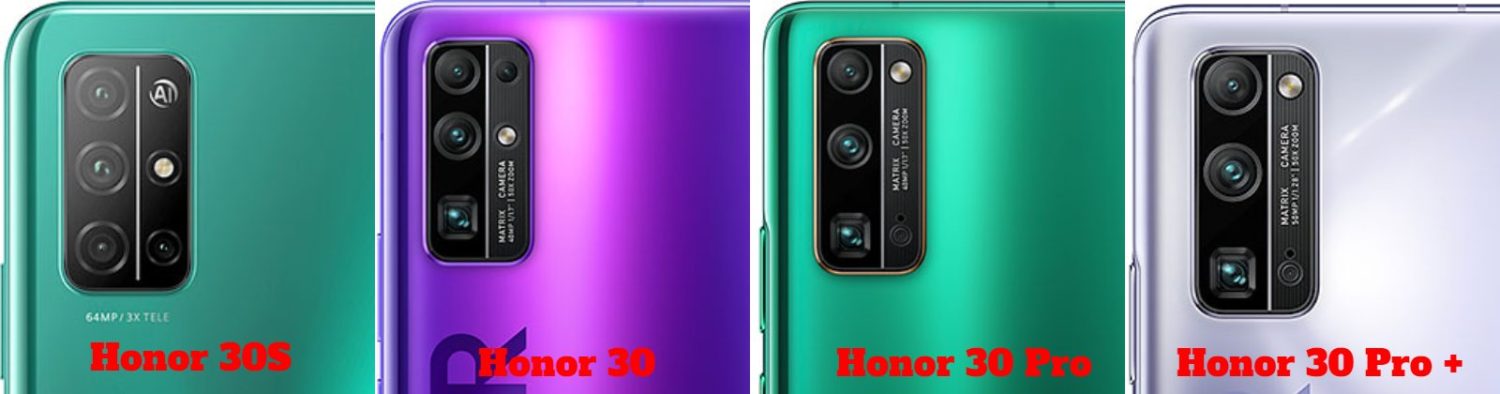 Honor 30 VS Honor 30 Pro vs Honor 30 Pro+ vs Honor 30S Camera