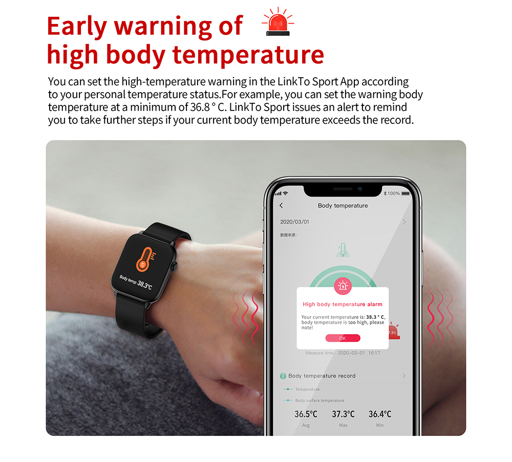 body temperature ticwris GTS IP68 Smartwatch