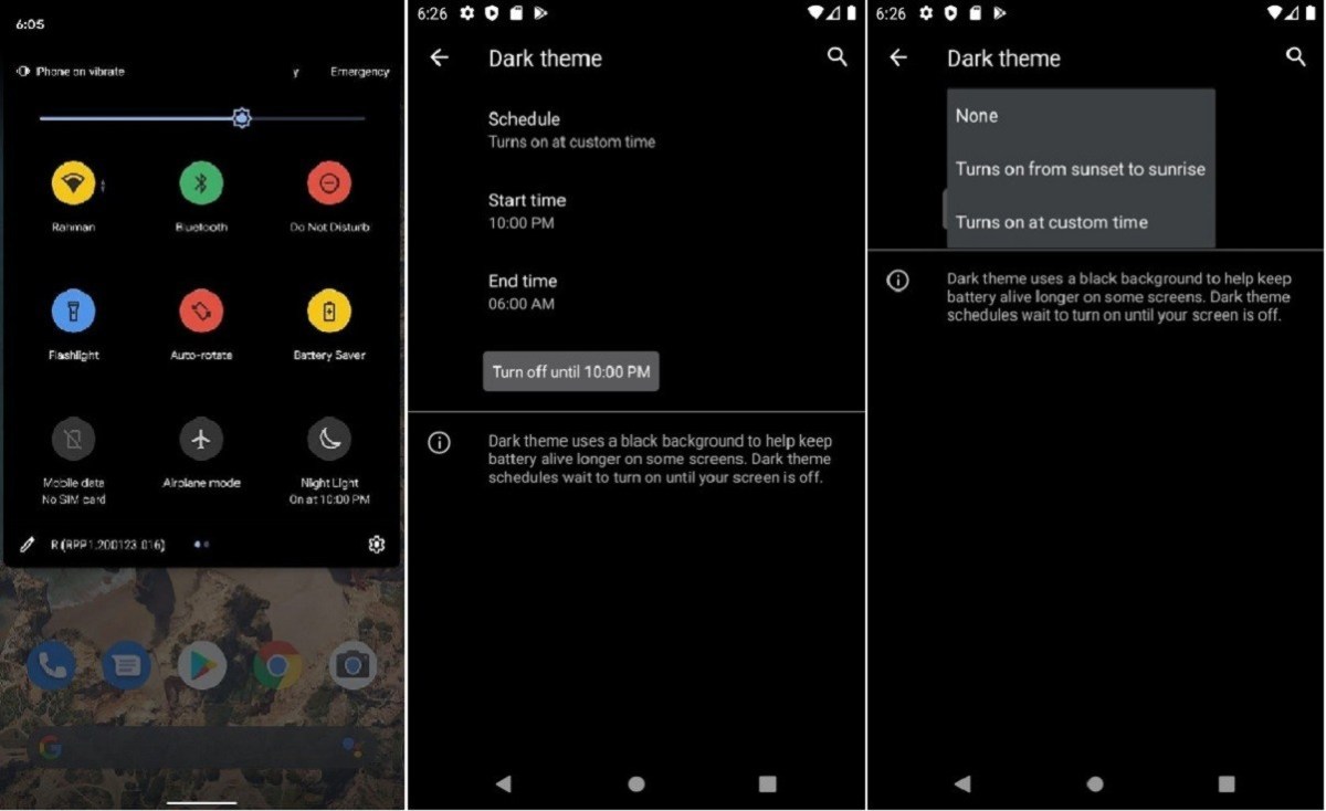 Android 11 features - Dark Theme Scheduling