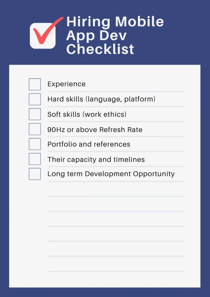 Mobile app dev hiring checklist