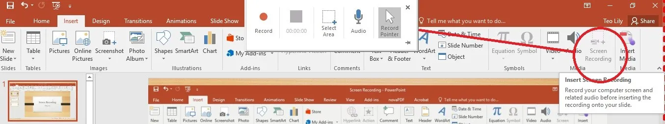 MS powerpoint how to record screen_result