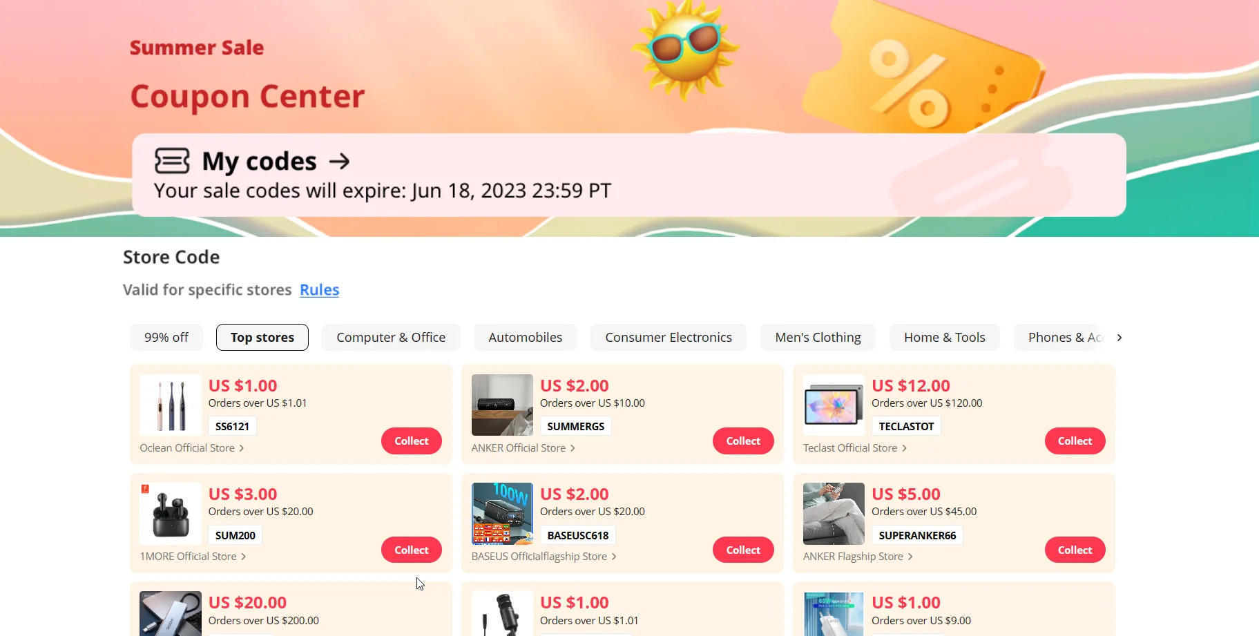 AliExpress Summer Sale 2023 - In-Store Coupons