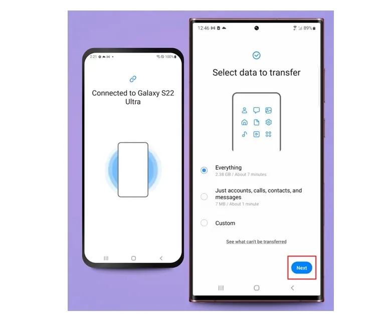 Samsung Smart Switch Tutorial Data Transfer Step 3