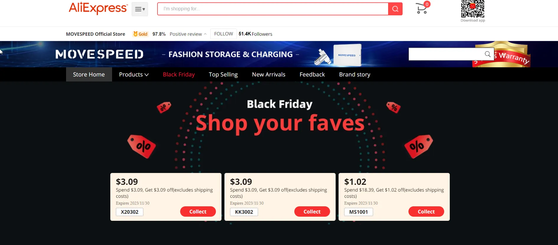 Aliexpress black friday 2023 sale in store coupons