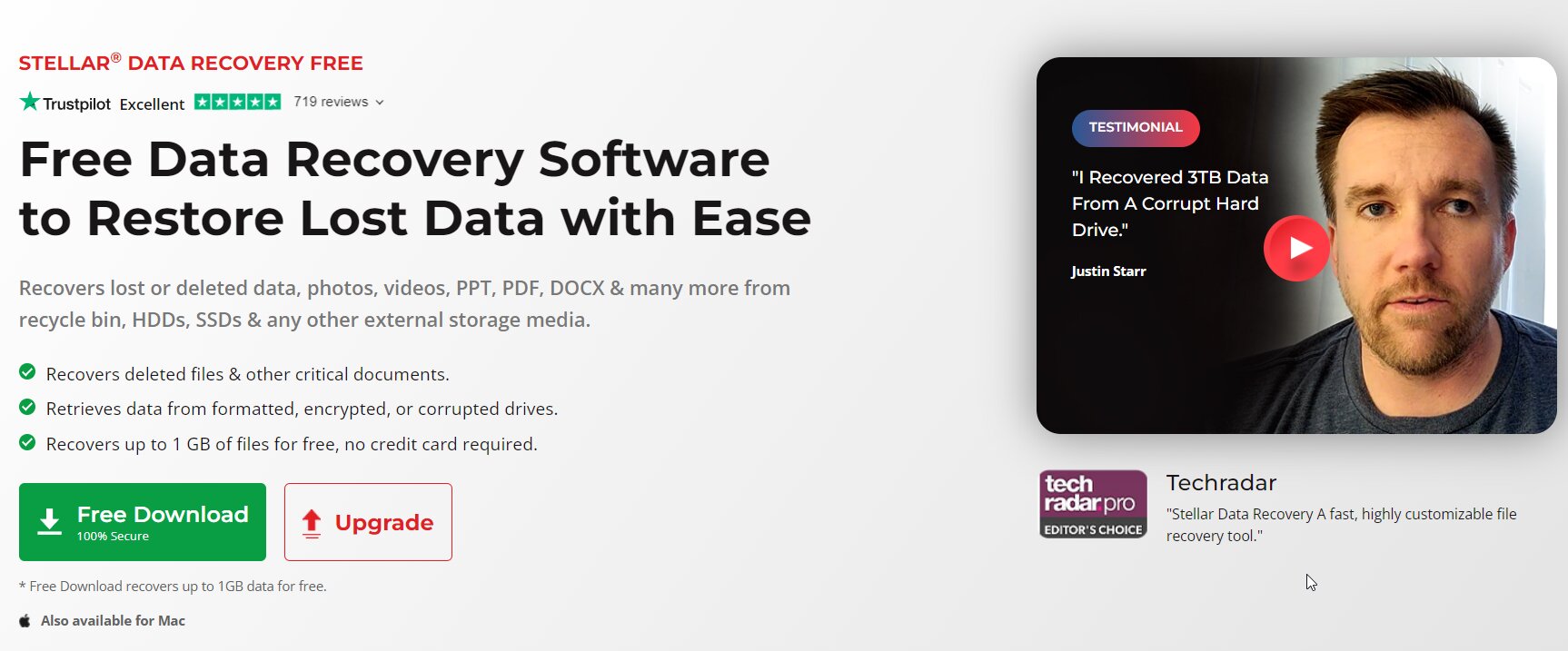 Stellar Data Recovery Free download page