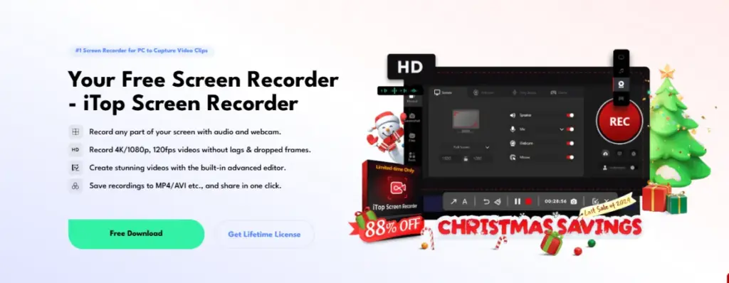 Best Free Screen Recorder for Windows 2025 - iTop Screen Recorder Step 1