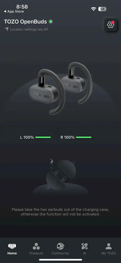 Tozo Open Buds Review - app 1